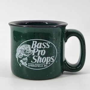 Bass Pro Shops Coffee Mug Green Speckled Campfire National Headquarters MO 16oz